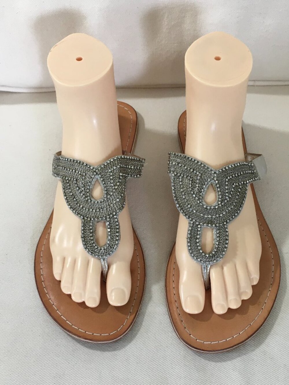 Matisse Leather Thong Sandal With Rhinestones